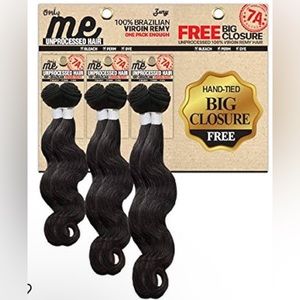 3-bundles+1freeclosure Remy Brazilian Hair